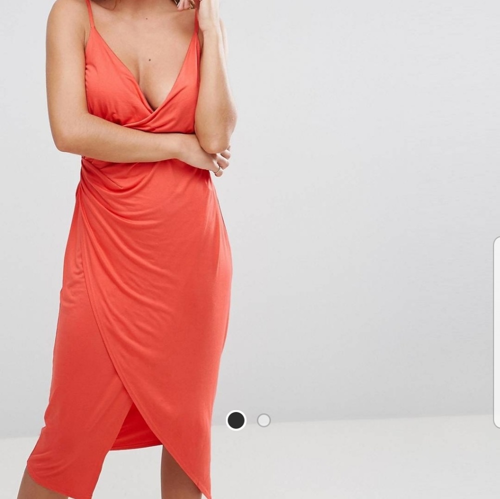 New ASOS midi draped orange dress, size 4